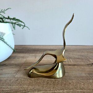 Vintage MCM brass seagull bookend. Mid Century brass home decor.